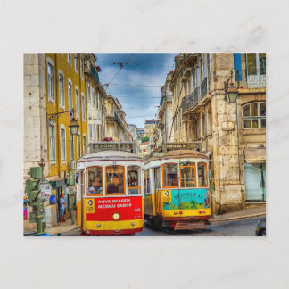 Lisbon Portugal Trams City Holiday Postcard