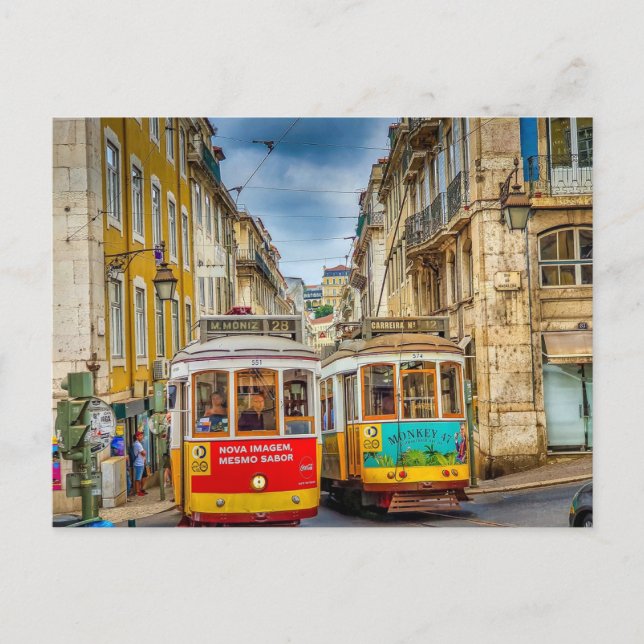 Lisbon  Portugal Trams City Holiday Postcard (Front)