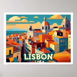 Lisbon Portugal Travel artistic colourful Poster