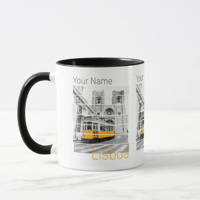 Lisbon Portugal Vintage Holiday Tram Souvenir Mug (Left)
