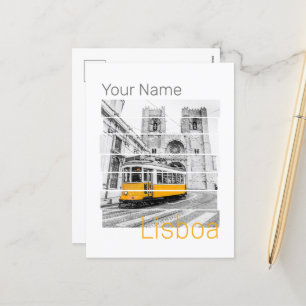 Lisbon Portugal Vintage Holiday Tram Souvenir Postcard