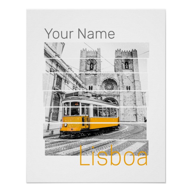 Lisbon Portugal Vintage Holiday Tram Souvenir Poster (Front)