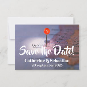 Lisbon, Portugal Vintage Map Save The Date