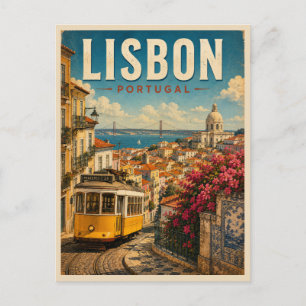 Lisbon Portugal Vintage Travel Postcard
