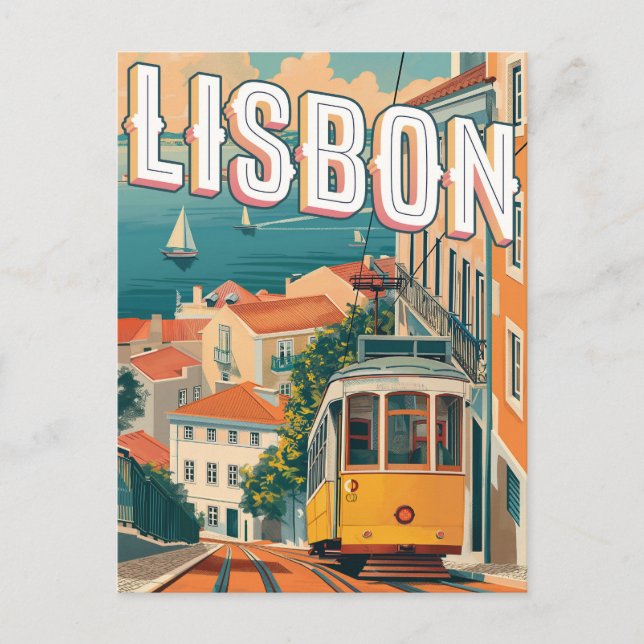 Lisbon, Portugal Vintage Travel Postcard (Front)