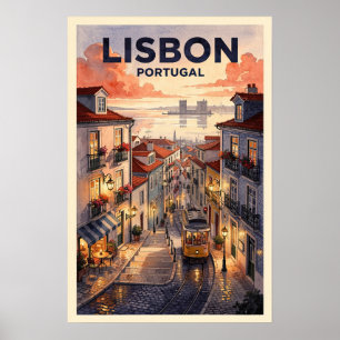 Lisbon Portugal Vintage Travel Poster