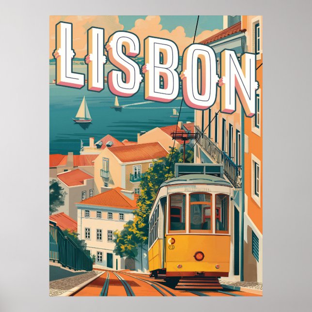 Lisbon, Portugal Vintage Travel Poster (Front)