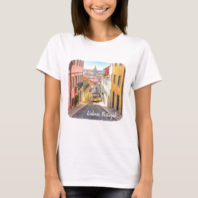 Lisbon Portugal Watercolor T-Shirt (Front)