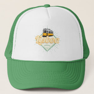 Lisbon Portugal with Retro Tram Vintage Holiday Trucker Hat