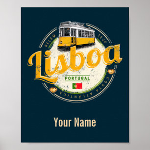 Lisbon Portugal with Retro Tram Vintage Souvenir L Poster
