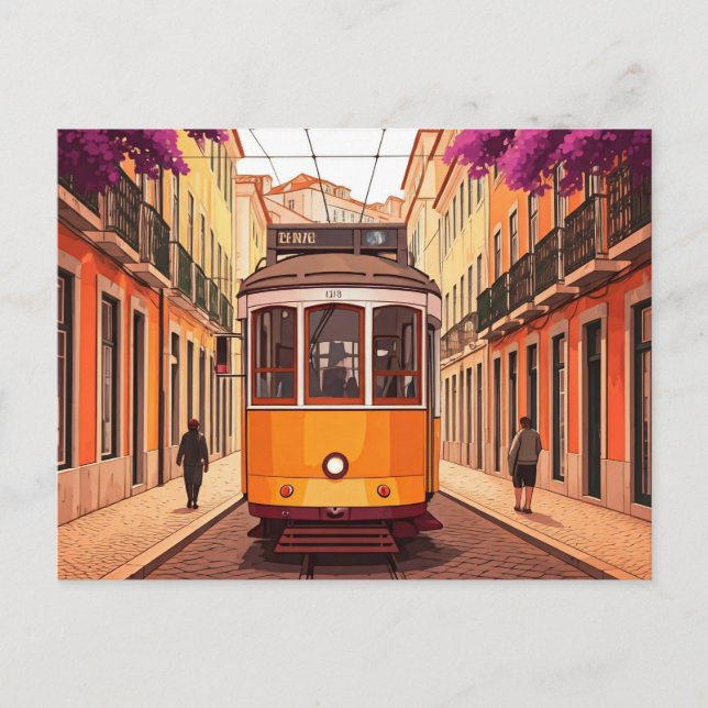 Lisbon Portugal Yellow Tram Postcard (Front)