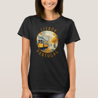 Lisbon Portugal Yellow Tram Retro Distressed