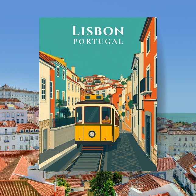 Lisbon Portugal Yellow Tram Vintage Travel Postcard (Lisbon Portugal Yellow Tram Vintage Travel Postcard
)
