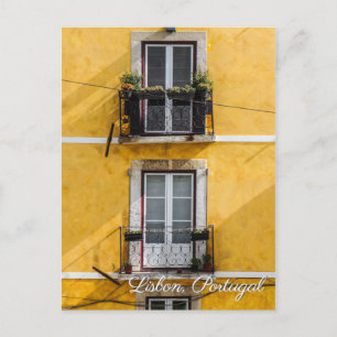 Lisbon Portugal yellow wall travel postcard