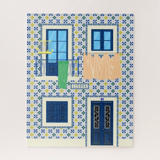 Lisbon Portuguese house with tiles and bird Jigsaw Puzzle (Vertical)