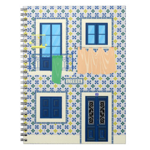Lisbon Portuguese house with tiles and bird Notebook