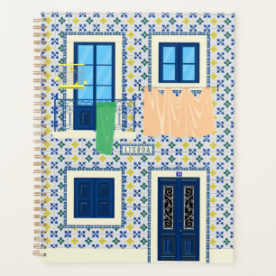 Lisbon Portuguese house with tiles and bird Planner