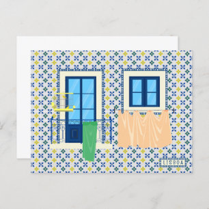 Lisbon Portuguese house with tiles and bird Postcard