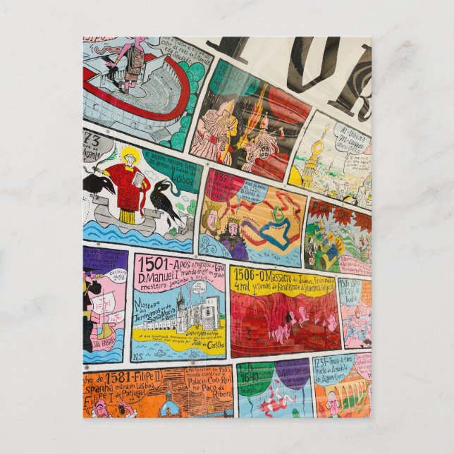 Lisbon Postcard, Fun Postcard, Colourful Graffiti  Postcard (Front)