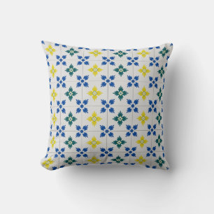 Lisbon pretty tiles or azulejo pattern cushion