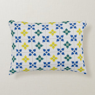 Lisbon pretty tiles or azulejo pattern decorative cushion