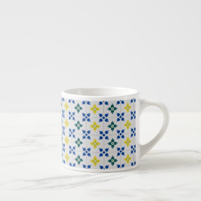 Lisbon pretty tiles or azulejo pattern espresso cup (Right)