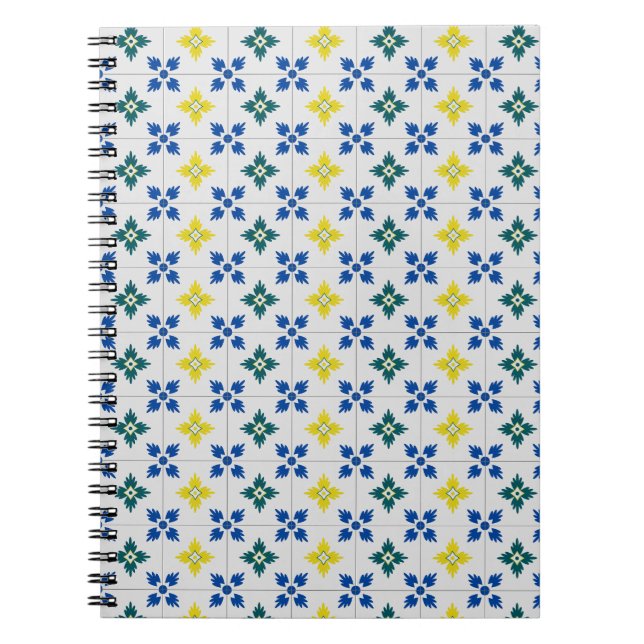 Lisbon pretty tiles or azulejo pattern notebook (Front)