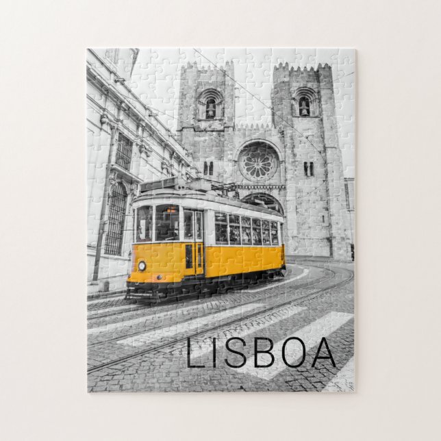 Lisbon Retro Tram Portugal Vintage Streetcar Jigsaw Puzzle (Vertical)