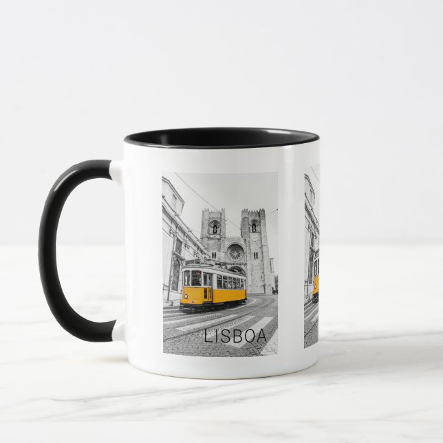 Lisbon Retro Tram Portugal Vintage Streetcar Mug (Left)
