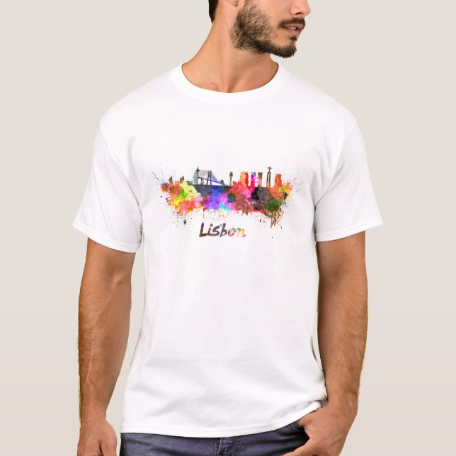 Lisbon skyline in watercolor T-Shirt (Front)