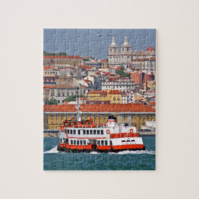 Lisbon skyline with old ferry on Tagus river Jigsaw Puzzle (Vertical)