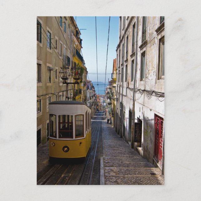 Lisbon street and tramcar the Bairro Alto Postcard (Front)