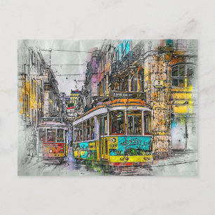 Lisbon Street Tram, Portugal Postcard