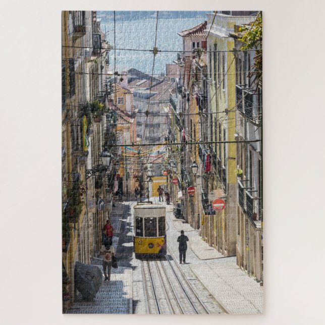 Lisbon street view with tram jigsaw jigsaw puzzle (Vertical)