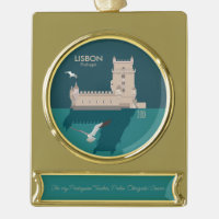Lisbon Tower of Belem in vintage poster style