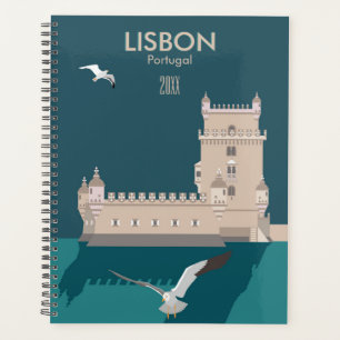 Lisbon Tower of Belem in vintage poster style Planner