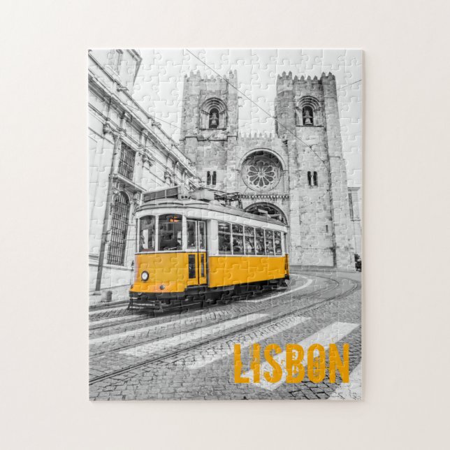 Lisbon Tram Portugal vintage streetcar Luggage Tag Jigsaw Puzzle (Vertical)