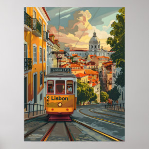 Lisbon Tramlines: Navigating the City's Skyline Poster