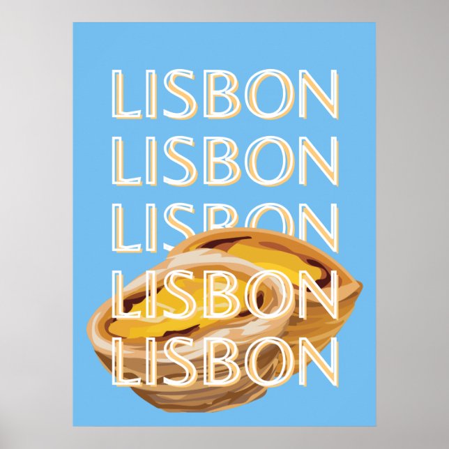 Lisbon Travel Art, Blue, Portugal Poster (Front)