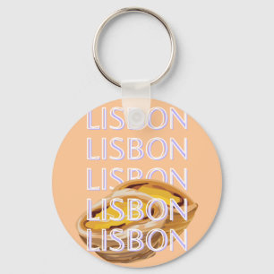 Lisbon Travel Art, Orange, Portugal Travel Art Key Ring