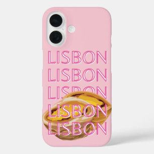 Lisbon Travel Art, Portugal, Pink, Preppy iPhone 16 Case