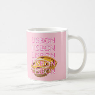 Lisbon Travel Art, Portugal, Pink, Preppy Coffee Mug