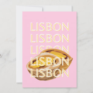Lisbon Travel Art, Portugal Travel Art, Pink Holiday Card