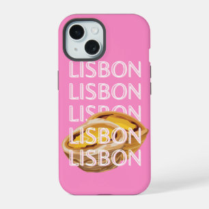 Lisbon Travel Art, Summer Travel Art, Pink iPhone 15 Case