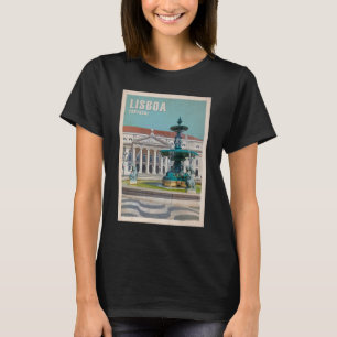 Lisbon Travel Poster D. Maria II Theatre, Portugal T-Shirt