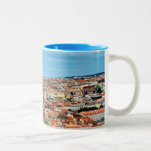 Lisbon View Coffee Mug, Traveller Gift Two-Tone Coffee Mug