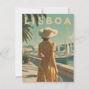 Lisbon vintage travel postcard