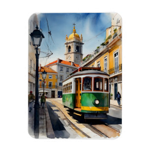 Lisbon watercolor art magnet