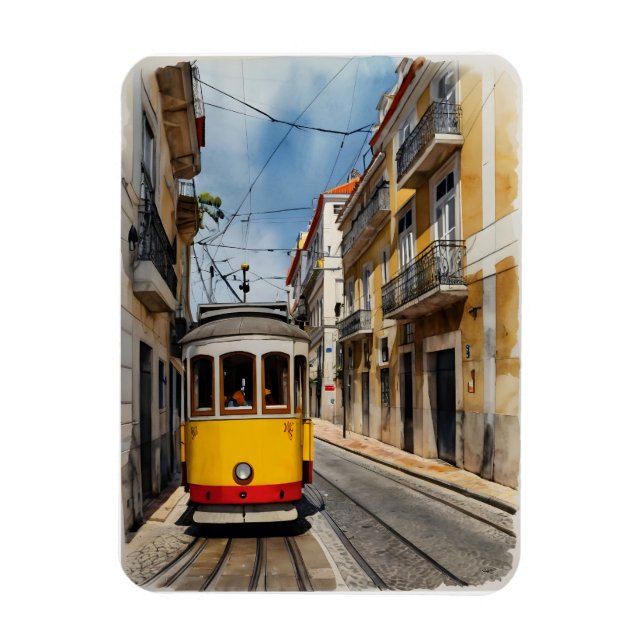 Lisbon watercolor art magnet (Vertical)