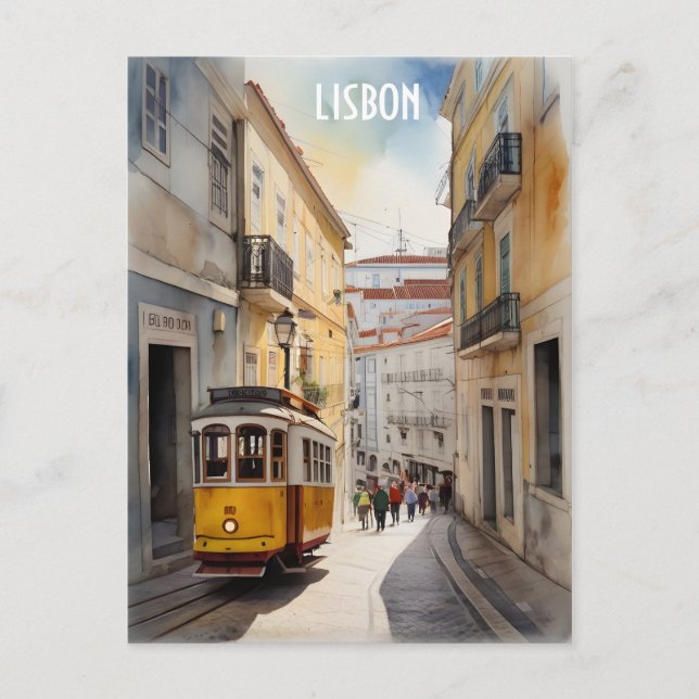 Lisbon watercolor art postcard (Front)